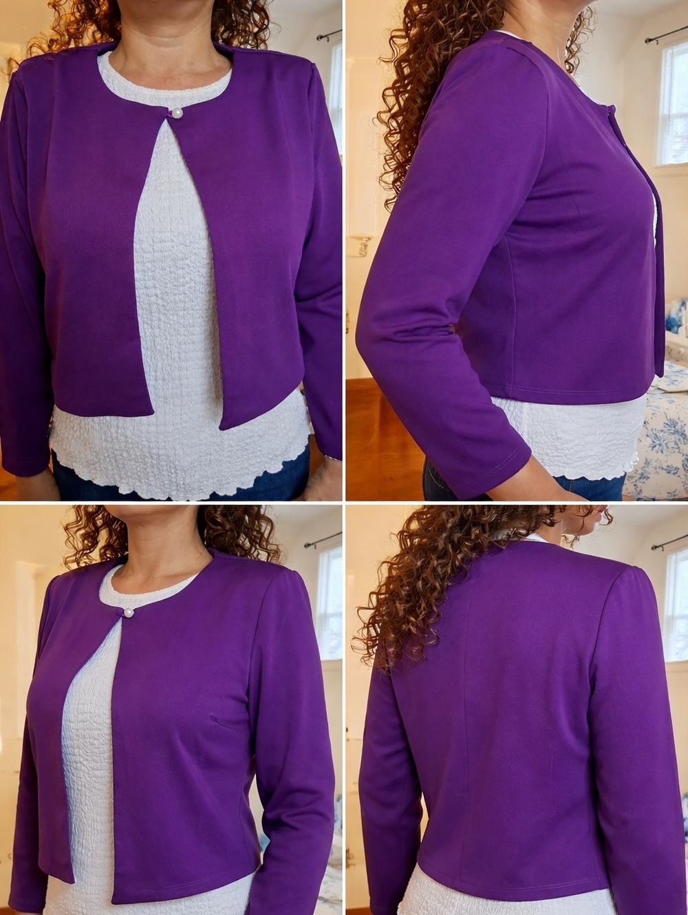 Purple Cropped Open-Front Women's Jacket